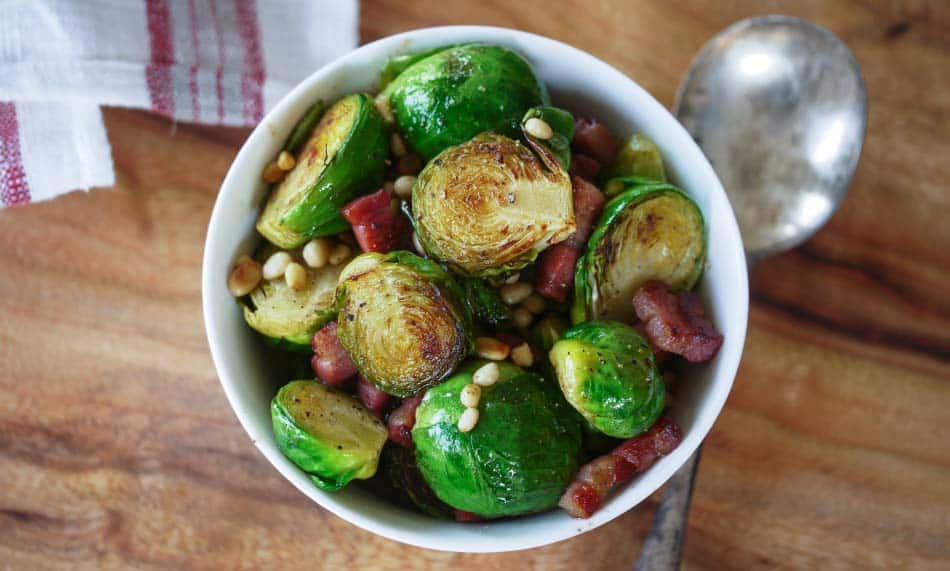 Brussels Sprouts with Bacon & Pine Nuts