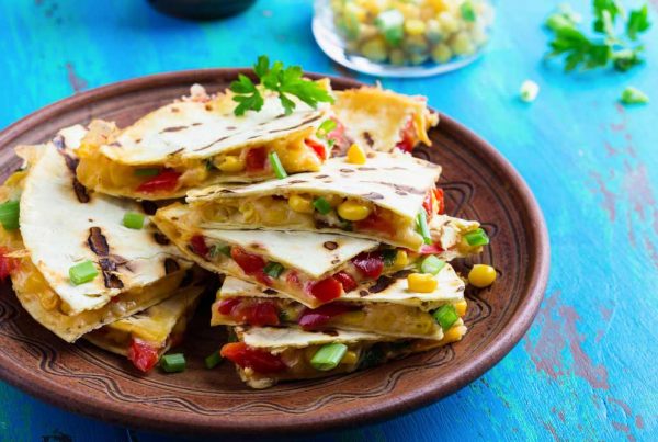 Corn and capsicum quesadillas